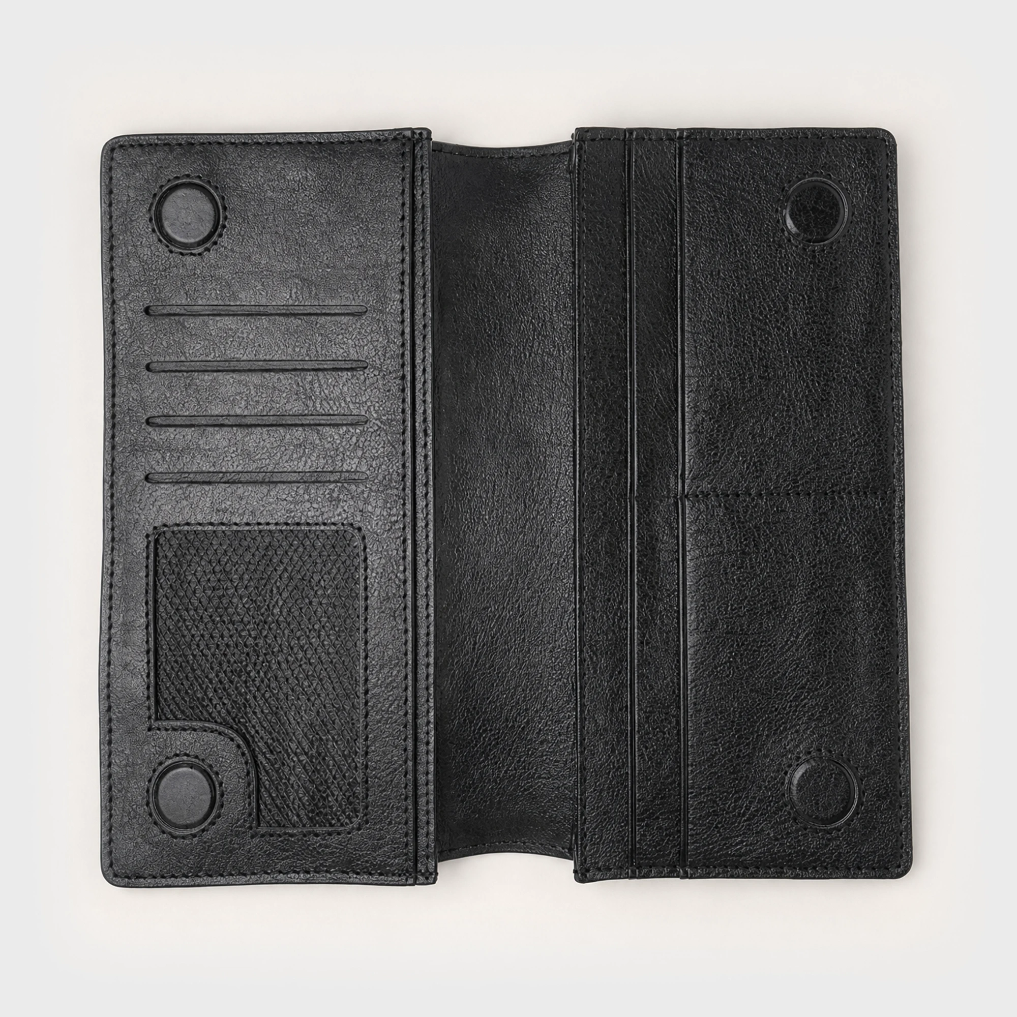 Vantra Long Dual Chamber Leather Wallet Black - DWV801B